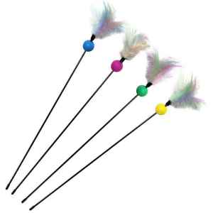 Cat Teaser with Colorfulfeathers and Small Balls