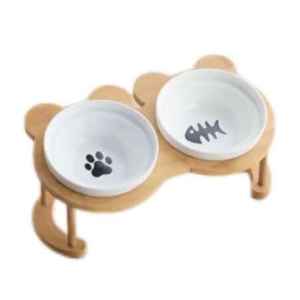 Pet Bowl with Two Bowls on A Shelf