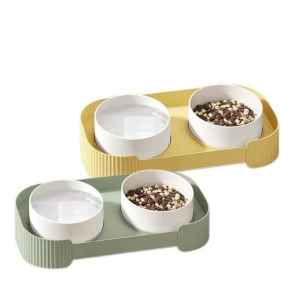 Double Pet Bowls with Tray